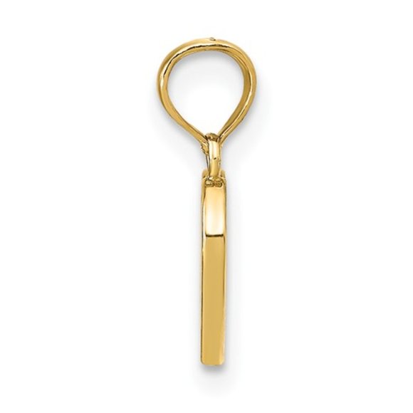 14k Yellow Gold Mini Red enamel heart charm necklace pendant - Picture 7 of 8